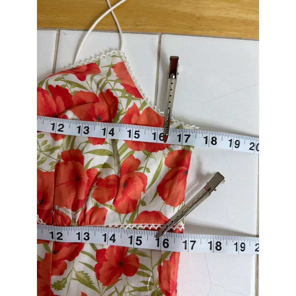 NWT Ann Taylor Coral-Red Poppy Floral Cotton  Summer Midi Dress  Size 10 - Picture 12 of 16